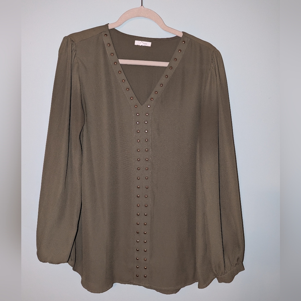 Olive green tunic blouse